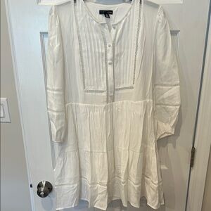 AQUA Pleated Long Sleeve Sundress